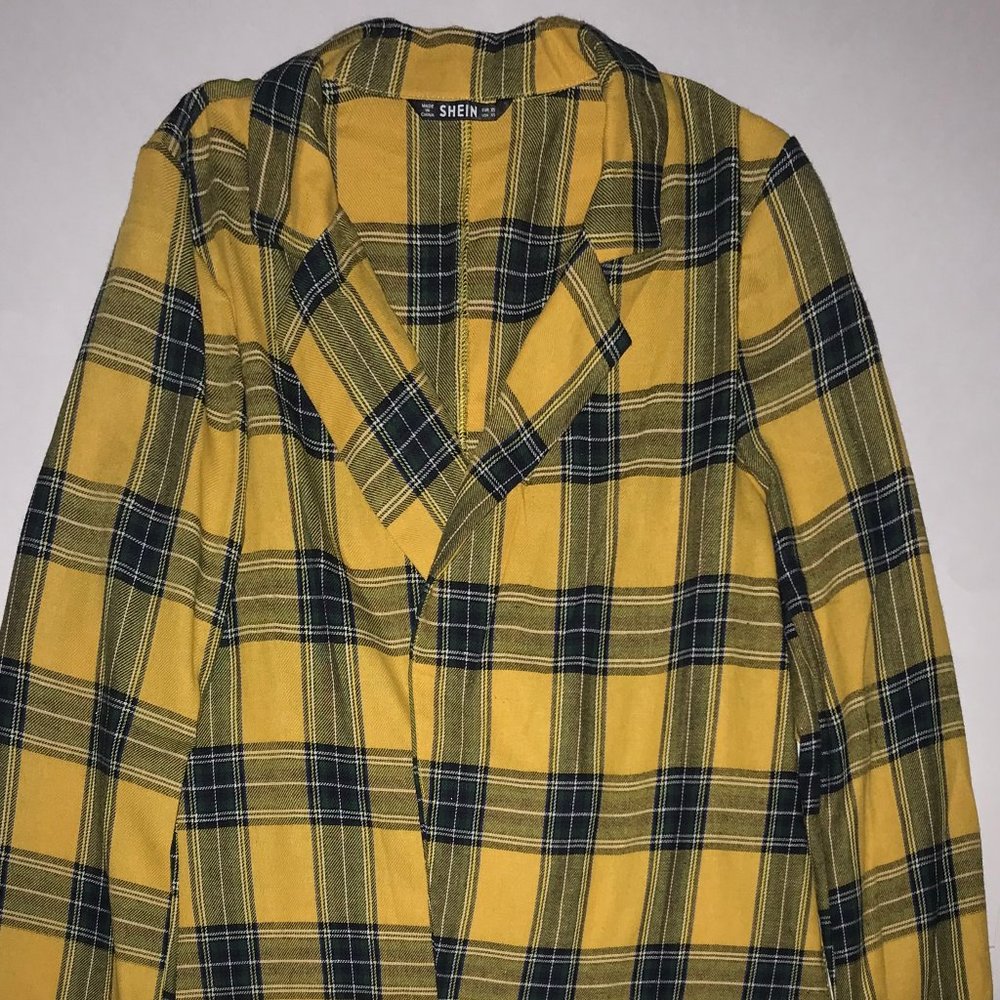 Yellow Plaid Blazer and Skirt Set